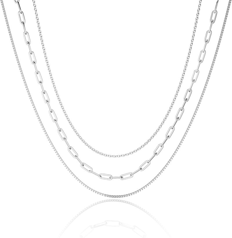 Moodear Gold Necklace for Women Dainty Chunky 14K Gold Plated/Sliver Plated Chain Necklace Cuban Link Paperclip Chain Choker Toggle Clasp Layered Necklace for Women Trendy Fashion Gift - Image 1
